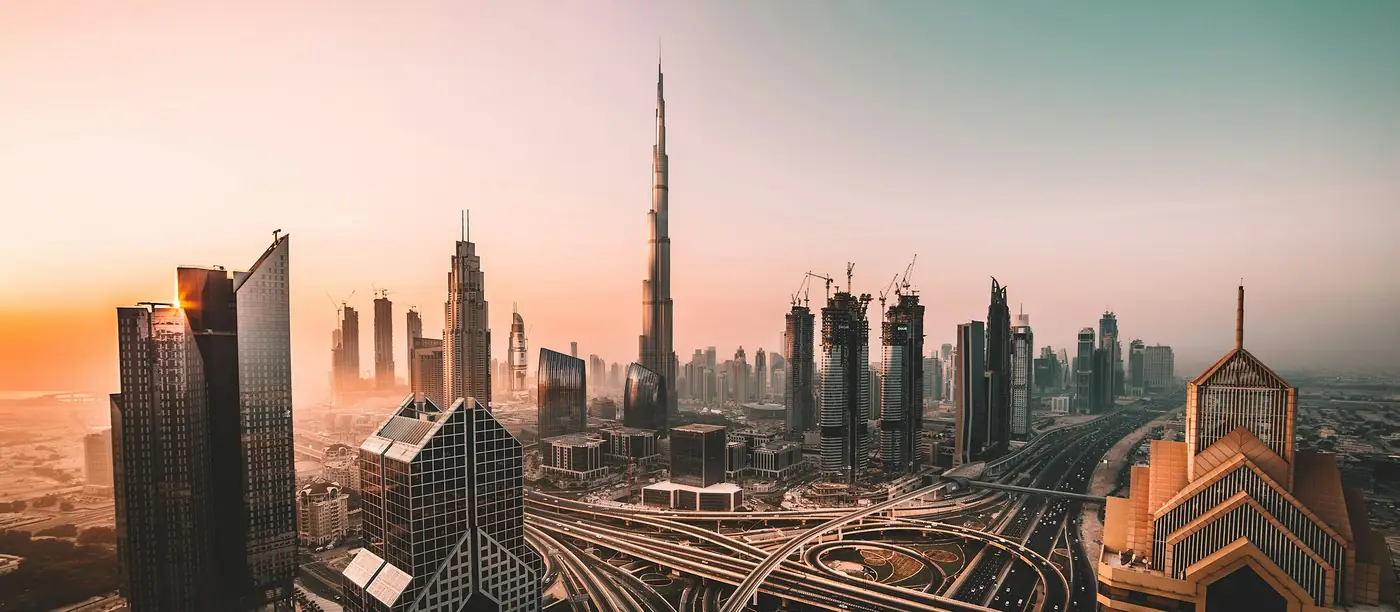 Dubai at first light, seen from Sheikh Zayed Road
